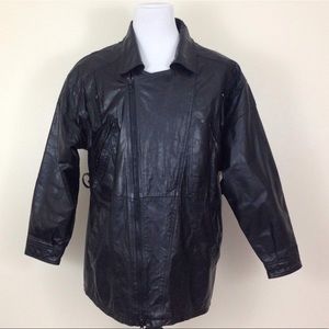 Vintage Asymmetrical Full Zip Leather Jacket